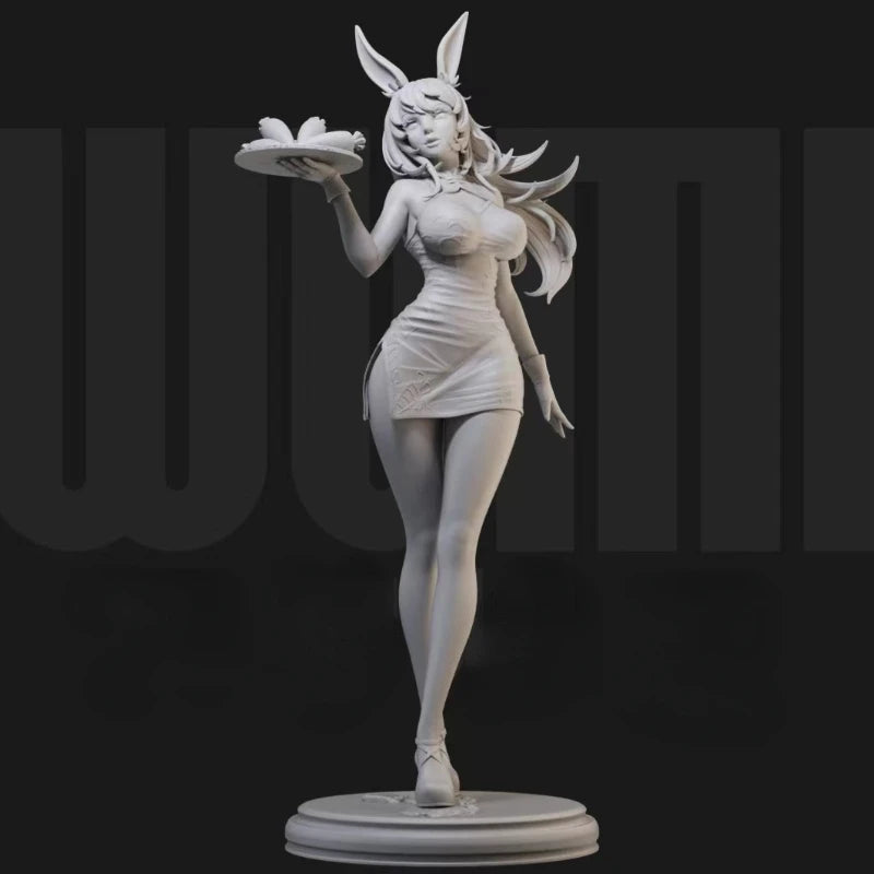 1/24 Anthropomorphic Bunny Waiter, Resin Model Figure Kit, Anime Theme, Unassembled and Unpainted