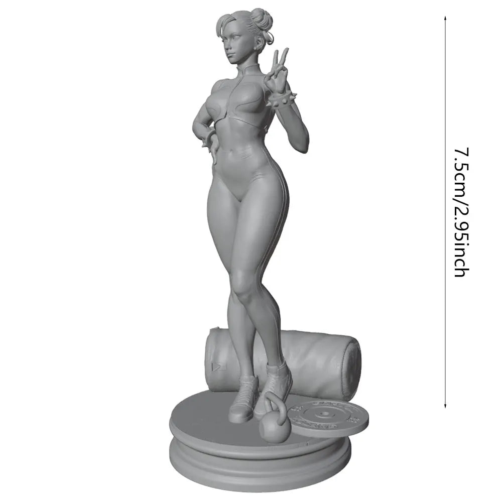75mm Vintage Female with Peace Sign, Resin Model Figure Kit, Unassembled and Unpainted