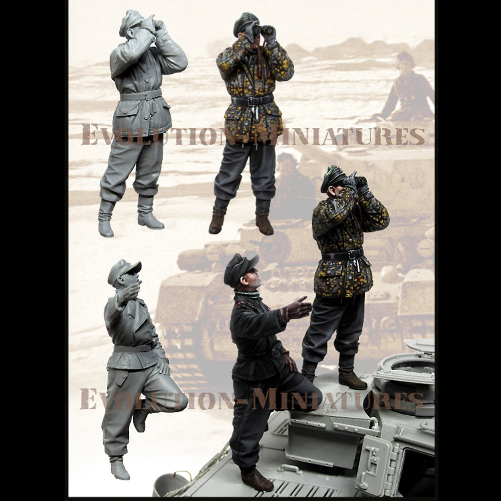 1/35 WWII German Panzer Crew, 6 Figures, Resin Model Figure Kit, Unassembled and Unpainted