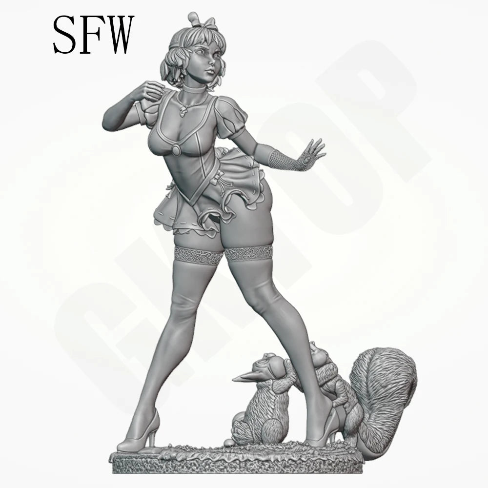 1/24 Enchantress with Squirrel Familiars, Resin Model Figure Kit, Fantasy Theme, Unassembled and Unpainted