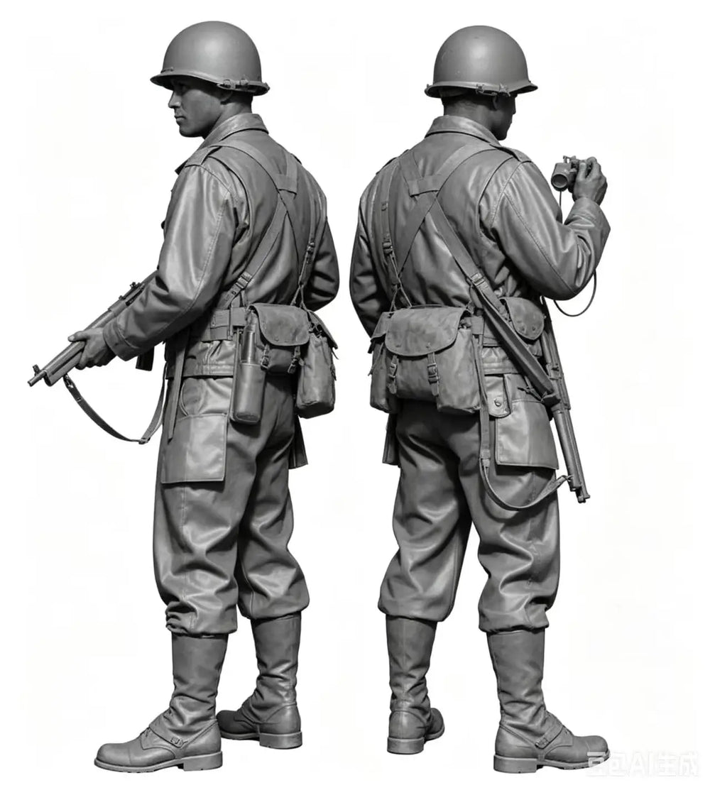 1/35 WWII Allied Soldiers with Rifles, 2 Figures, Resin Model Figure Kit, Unassembled and Unpainted