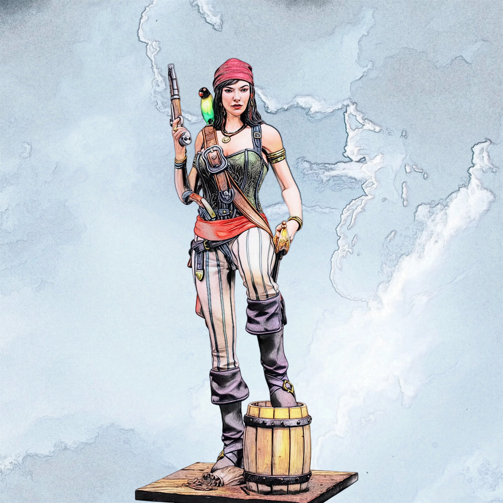 1/24 Female Gunner Warrior, Resin Model Figure Kit, Fantasy Theme, Unassembled and Unpainted