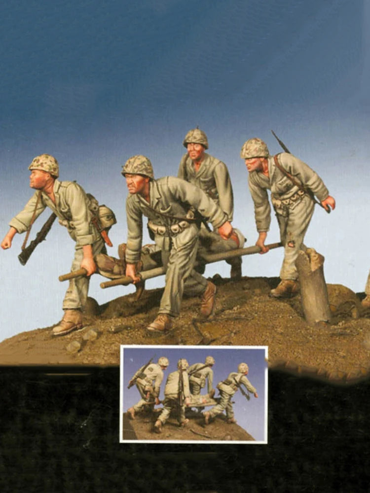 1/35 WWII Allied Infantry, 5 Figures, Resin Model Diorama Kit, Unassembled and Unpainted