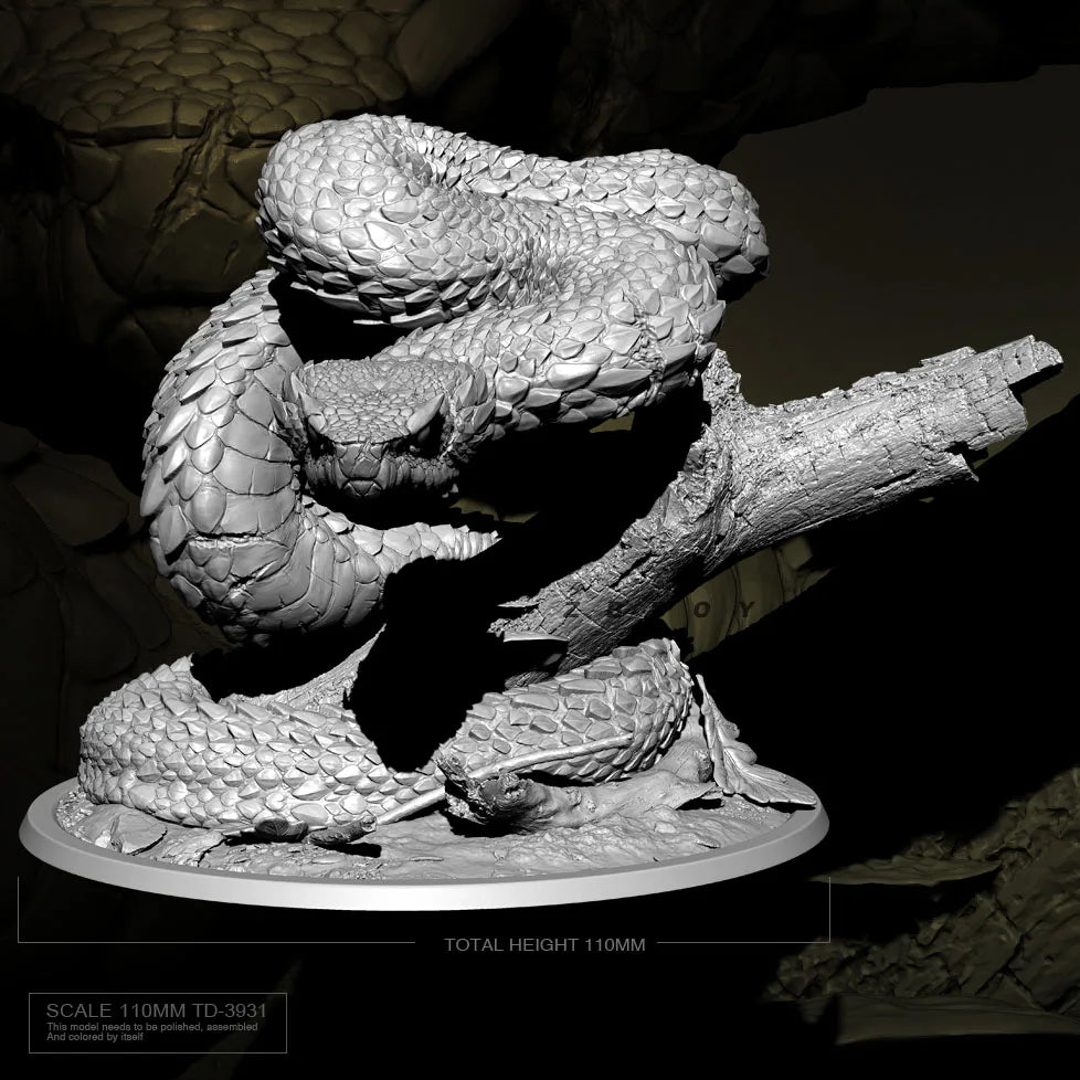 110mm Coiled Dragon with Upright Head, Resin Model Figure Kit, Fantasy Theme, Unassembled and Unpainted
