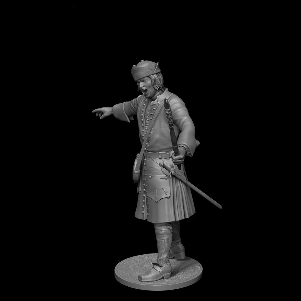 75mm Early 18th Century Swedish Artillery Commander, Resin Model Figure Kit, Military Theme, Unassembled and Unpainted