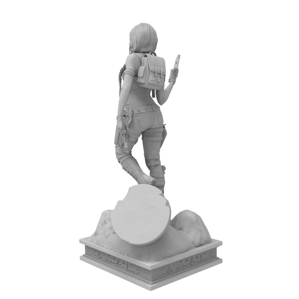 75mm Modern Female Adventurer with Pistol and Machete, Resin Model Figure Kit, Unassembled and Unpainted