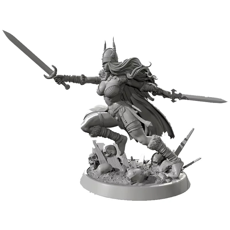 70mm Viking Female Warrior, Resin Model Figure Kit, Fantasy Theme, Unassembled and Unpainted