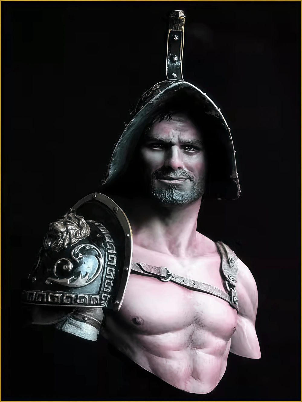 1/10 Ancient Roman Gladiator with Corinthian Helmet, Resin Model Bust Kit, Unassembled and Unpainted