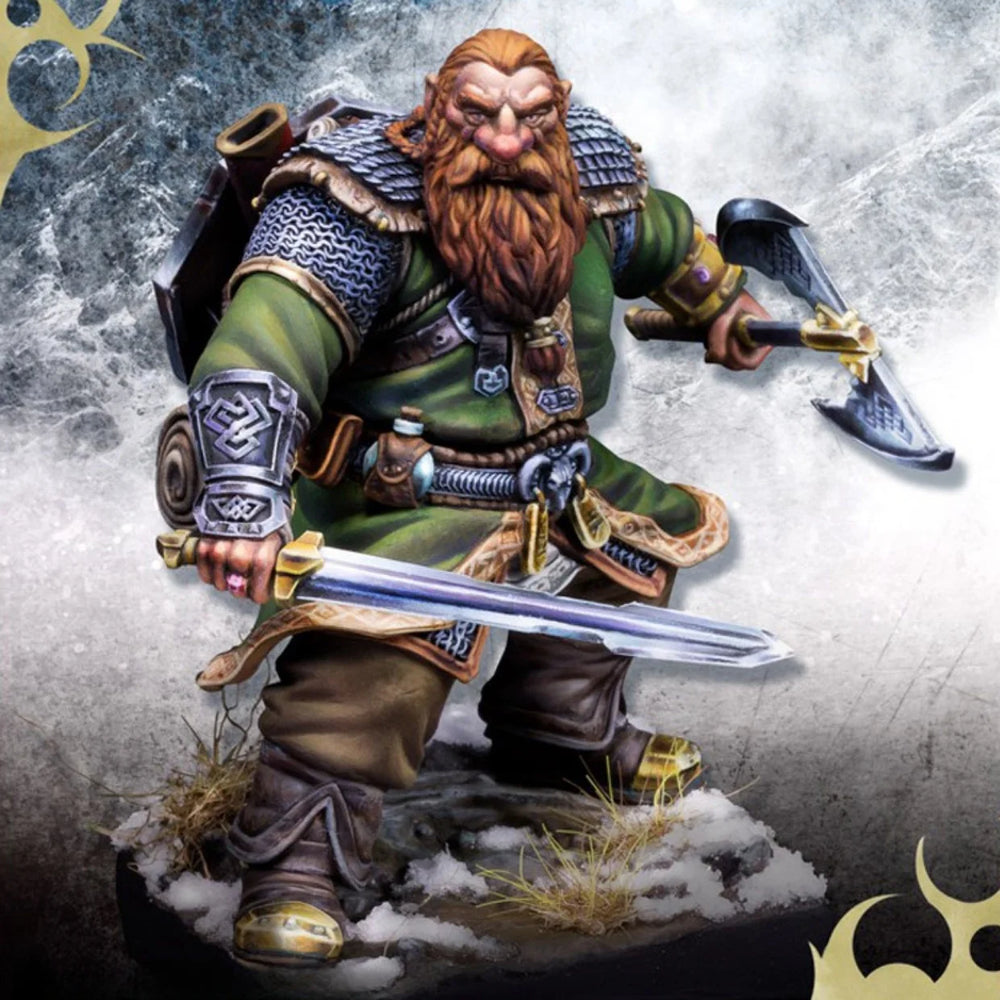 1/24 Dwarf Warrior with Two-Handed Axe, Resin Model Figure Kit, Fantasy Theme, Unassembled and Unpainted