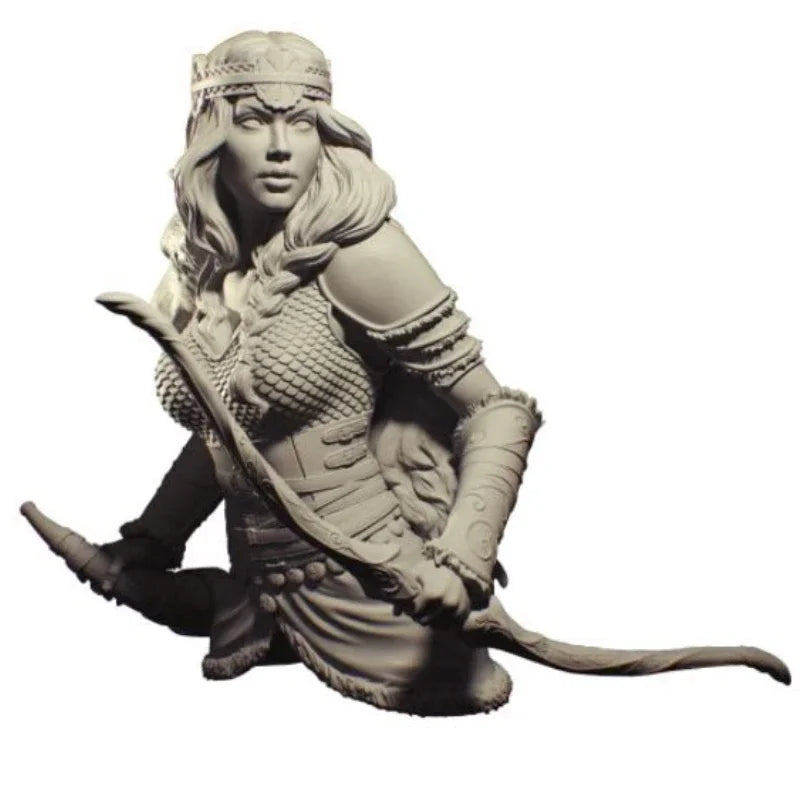 1/10 Barbarian Warrior with Wavy Hair and Circlet, Resin Model Bust Kit, Fantasy Theme, Unassembled and Unpainted
