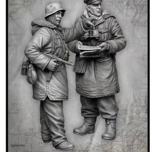 1/35 WWII Military Officers and Soldiers, 8 Figures, Resin Model Figure Kit, Unassembled and Unpainted