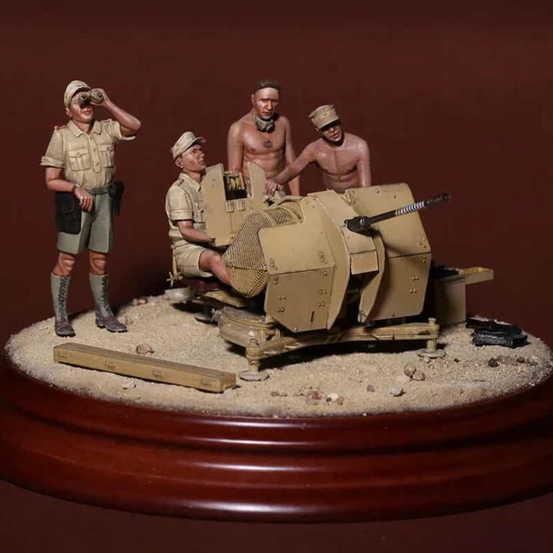 1/35 WWII German DAK Flak 38 Crew, 9 Figures, Resin Model Figure Kit, Unassembled and Unpainted
