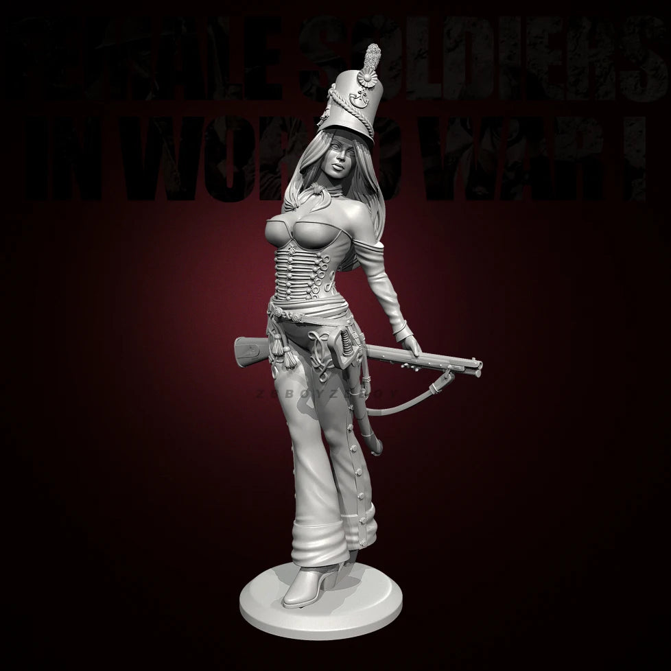 75mm Napoleonic Female Soldier, Resin Model Figure Kit, Unassembled and Unpainted