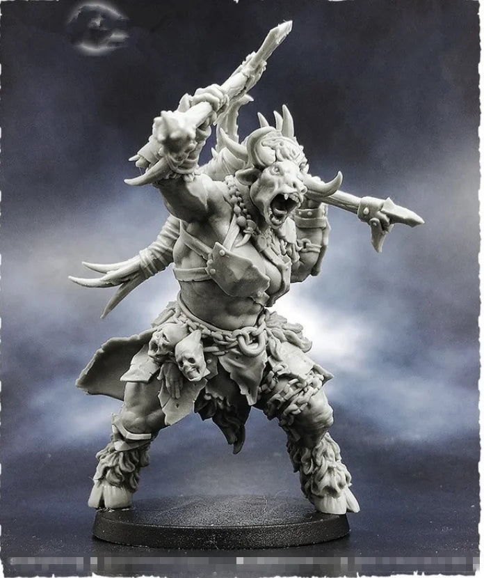 Female Minotaur Warrior, Resin Model Figure Kit, Fantasy Theme, Unassembled and Unpainted