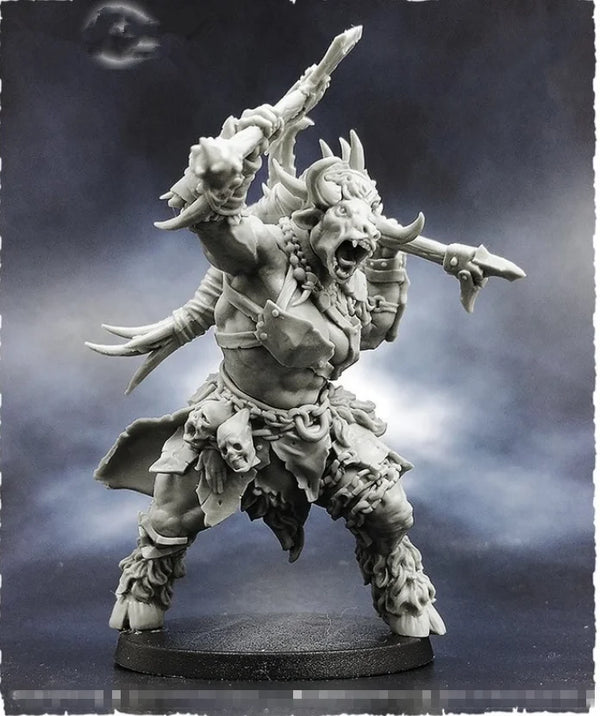 Female Minotaur Warrior, Resin Model Figure Kit, Fantasy Theme, Unassembled and Unpainted