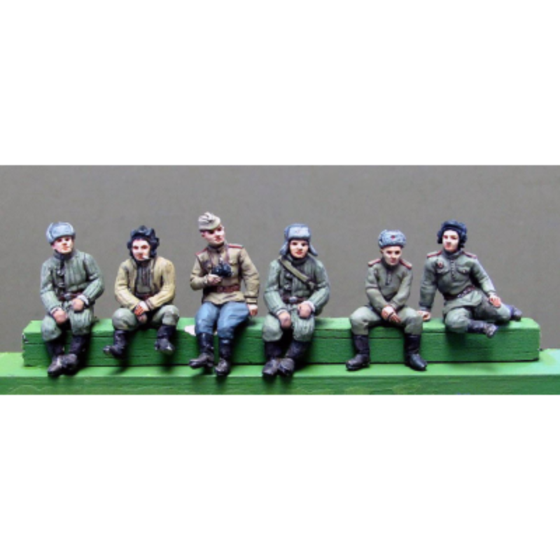 1/72 WWII German Panzer Crew Resting, 6 Figures, Resin Model Figure Kit, Unassembled and Unpainted