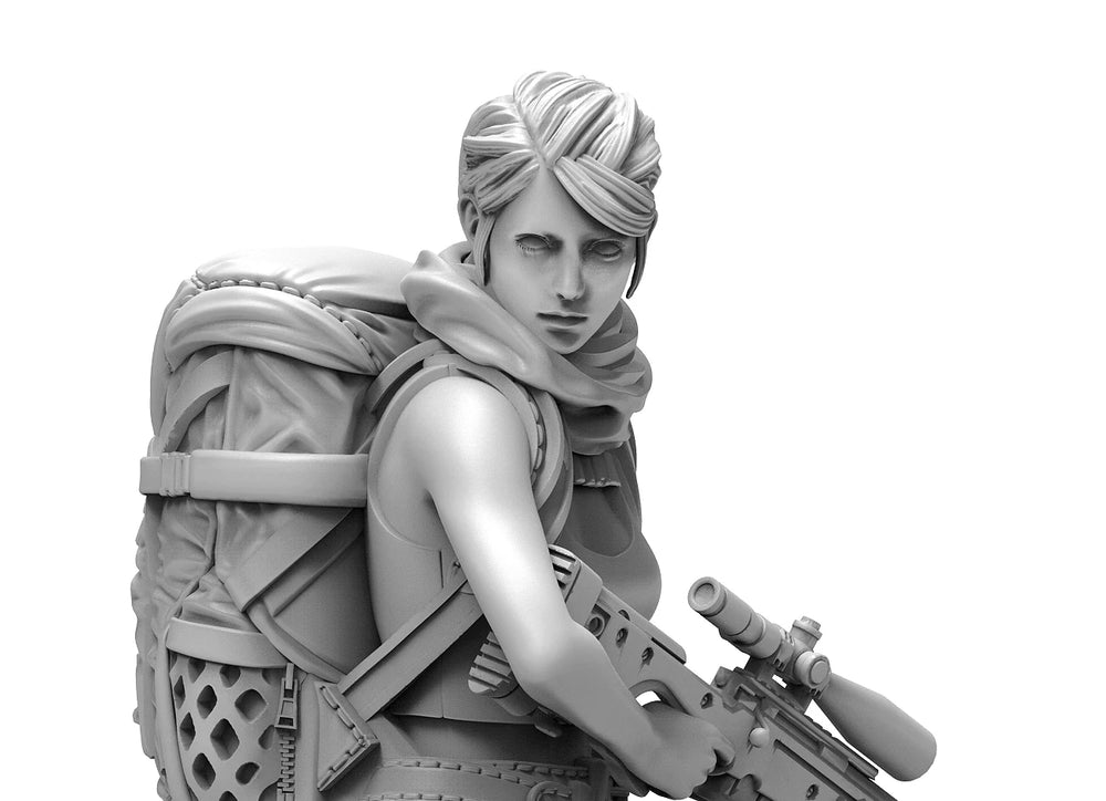1/35 Modern Female Tactical Sniper Kneeling Stance, Resin Model Figure Kit, Unassembled and Unpainted