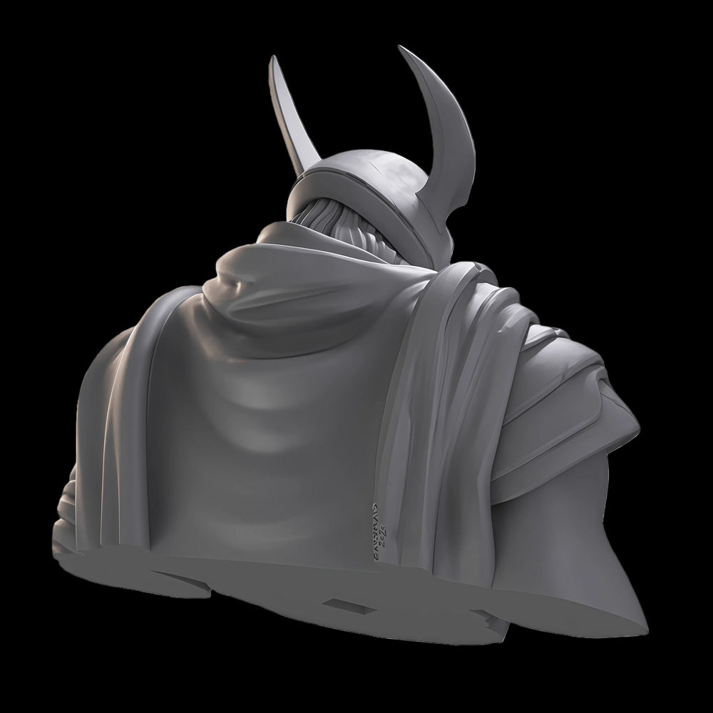 1/10 Bearded Demon Lord with Curved Horns and Ornate Armor, Resin Model Bust Kit, Fantasy Theme, Unassembled and Unpainted