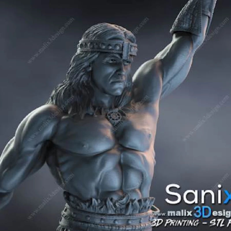 1/24 Muscular Barbarian Raising Sword, Resin Model Figure Kit, Fantasy Theme, Unassembled and Unpainted