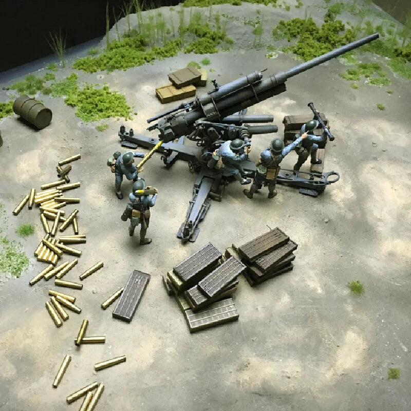 1/35 WWII Chinese Army Soldiers with Artillery, 6 Figures, Resin Model Figure Kit, Unassembled and Unpainted