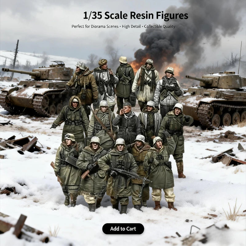 1/35 WWII Mixed Squad Expansion, 10 Figures, Resin Model Figure Kit, Unassembled and Unpainted