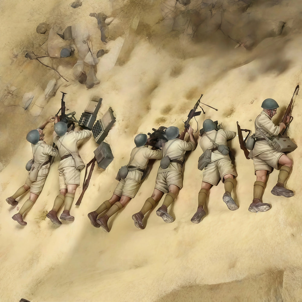 1/35 Modern Infantry Advancing in Desert Uniforms, 5 Figures, Resin Model Figure Kit, Unassembled and Unpainted