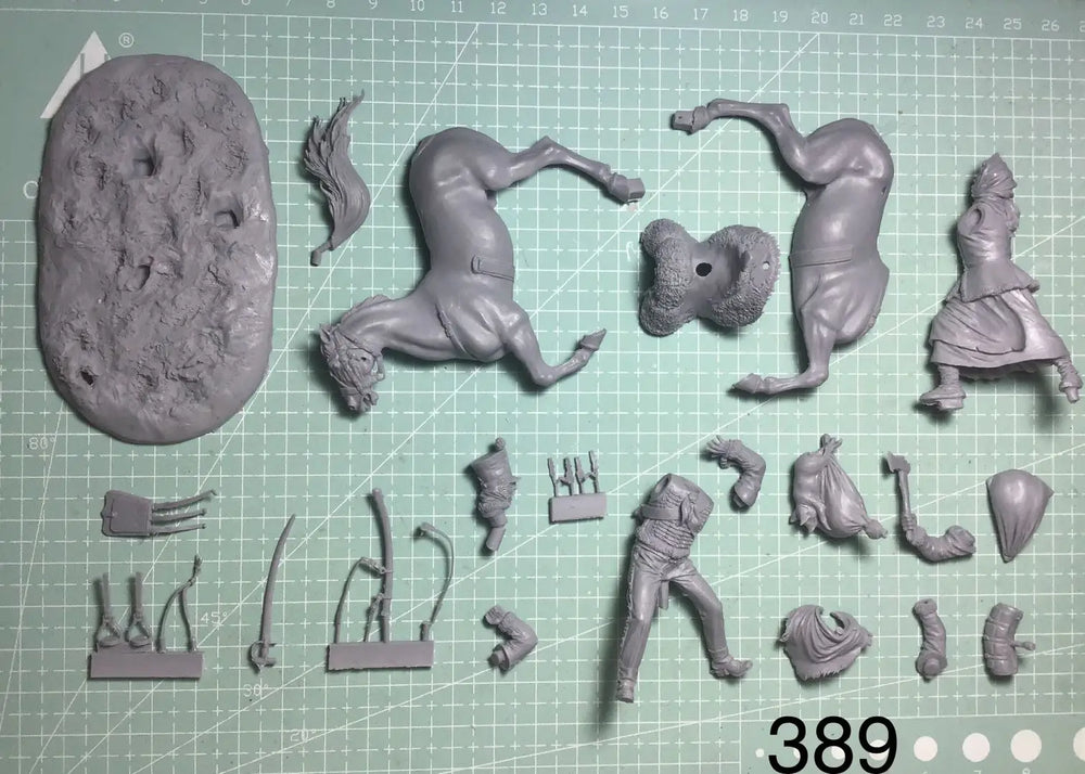 54mm Classical Fantasy Female with Horse, 2 Figures, Resin Model Figure Kit, Fantasy Theme, Unassembled and Unpainted