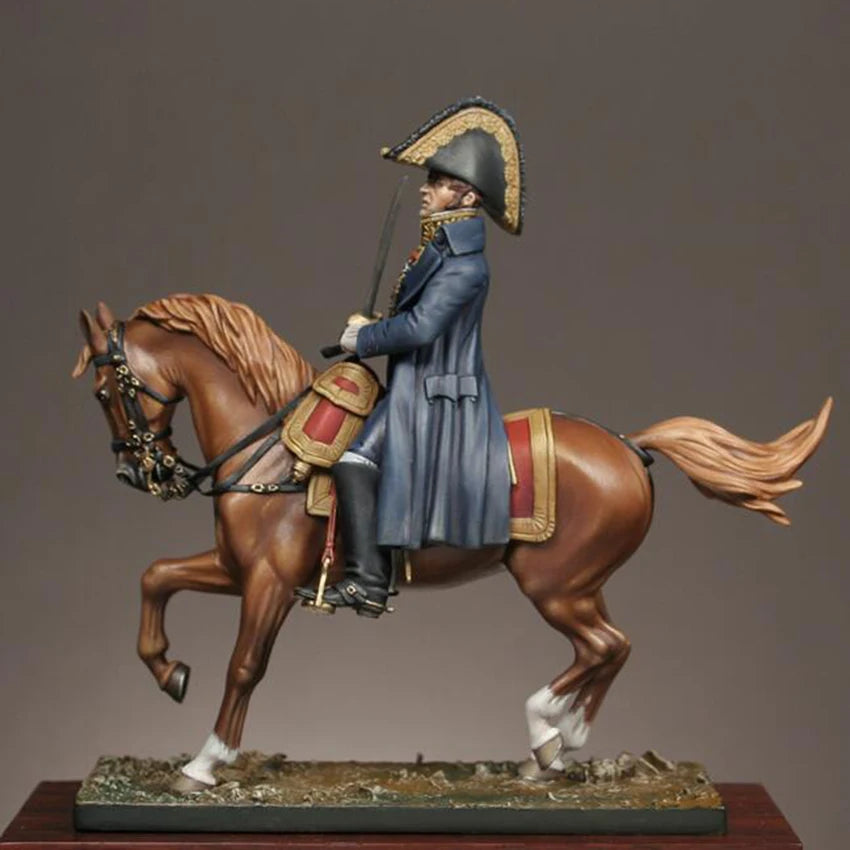 1/32 Napoleonic French Cavalry Officer Mounted, Resin Model Figure Kit, Unassembled and Unpainted
