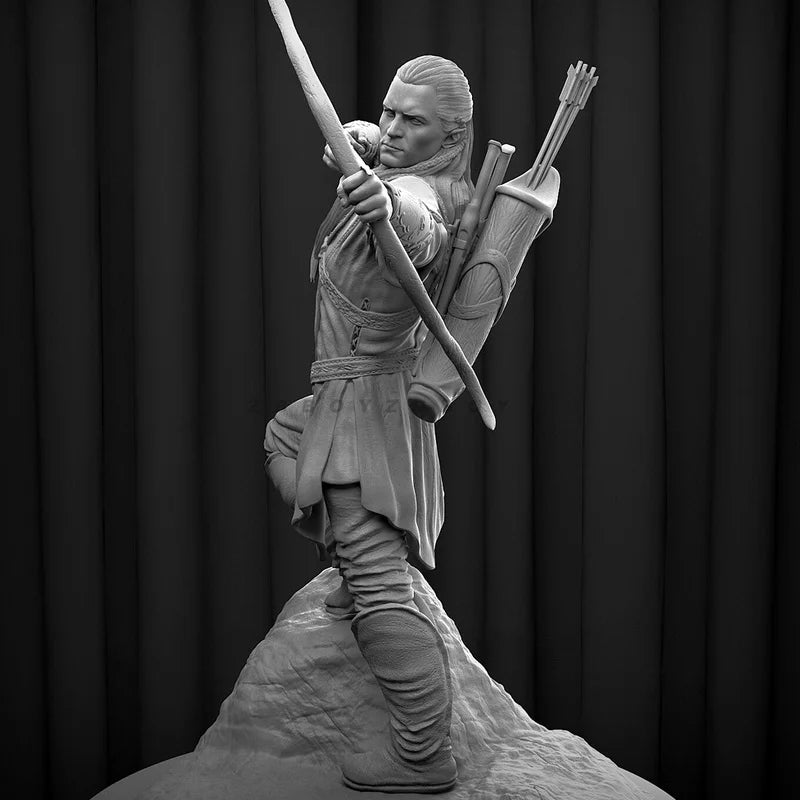 90mm Medieval Elven Prince Archer, Resin Model Figure Kit, Unassembled and Unpainted