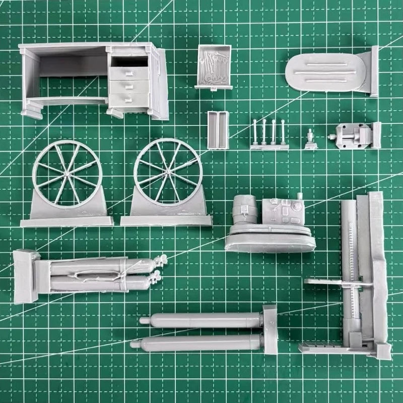 1/35 WWII German Workshop Equipment, 2 Figures, Resin Model Diorama Kit, Unassembled and Unpainted