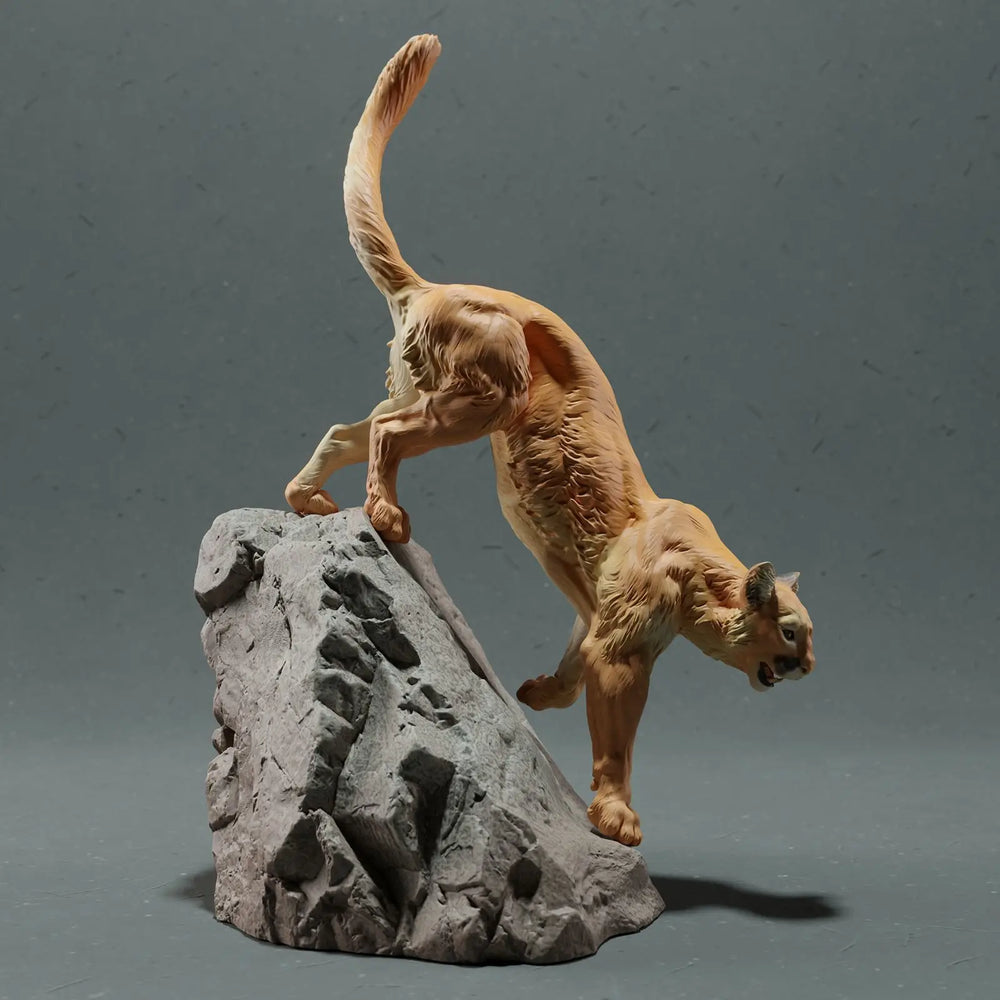 100mm Cougar on Stone, Resin Model Creature Kit, Wildlife Theme, Unassembled and Unpainted