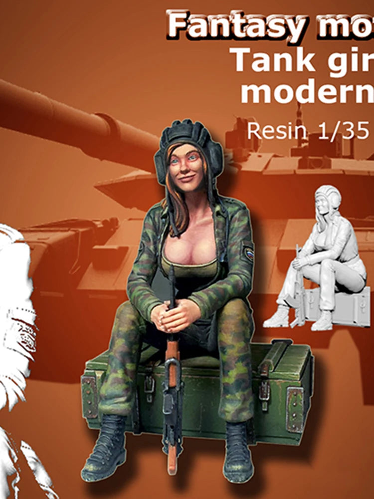 1/35 Female Soldier, Resin Model Figure Kit, Fantasy Theme, Unassembled and Unpainted