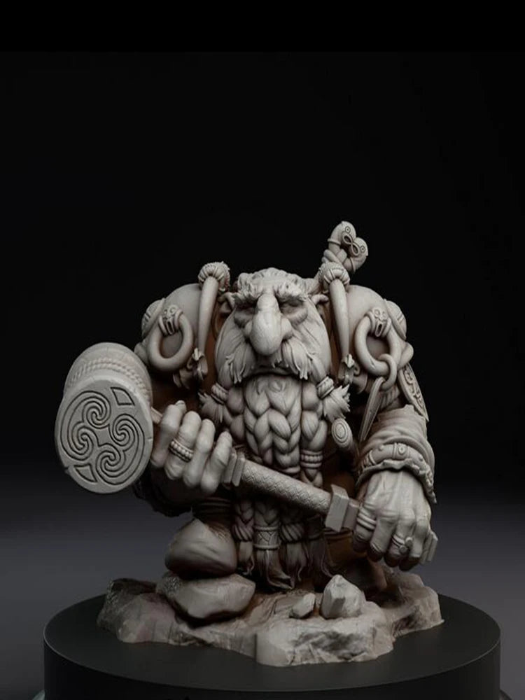 60mm Dwarf Warrior with Celtic Shield, Resin Model Figure Kit, Fantasy Theme, Unassembled and Unpainted