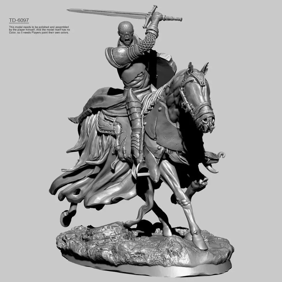 75mm Demon Knight on Horseback, Resin Model Figure Kit, Fantasy Theme, Unassembled and Unpainted
