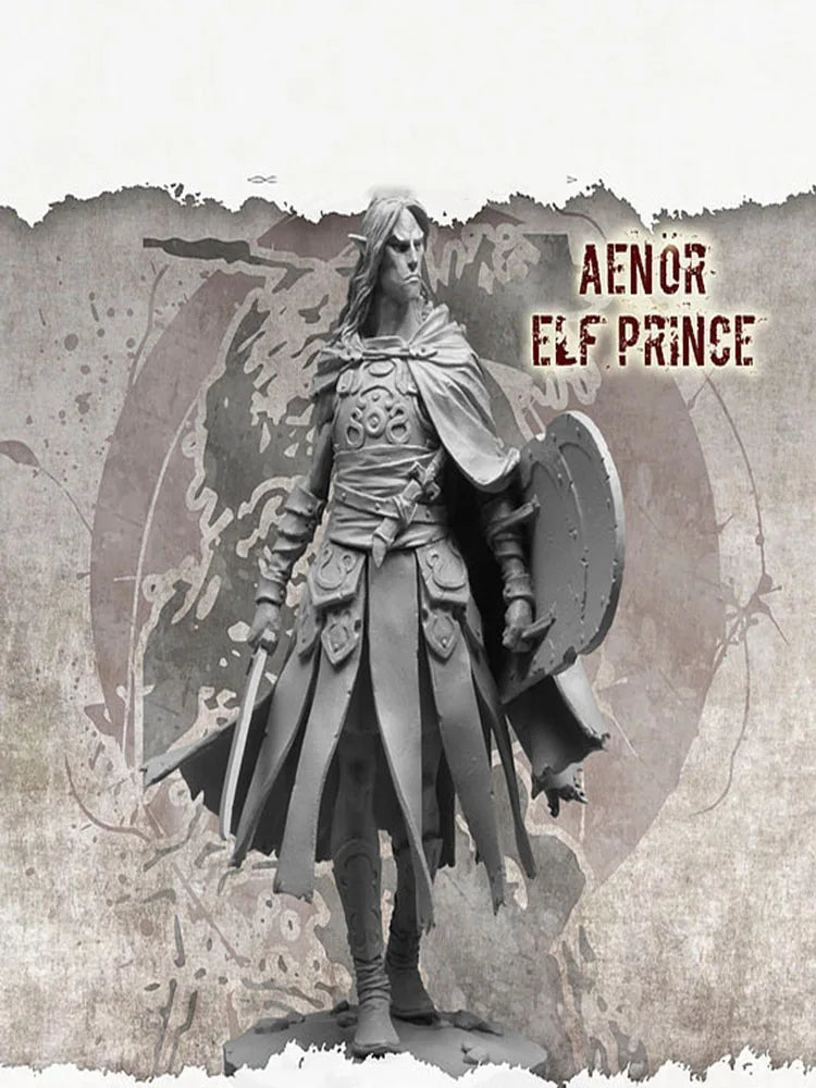 75mm Elf Prince Warrior, Resin Model Figure Kit, Fantasy Theme, Unassembled and Unpainted
