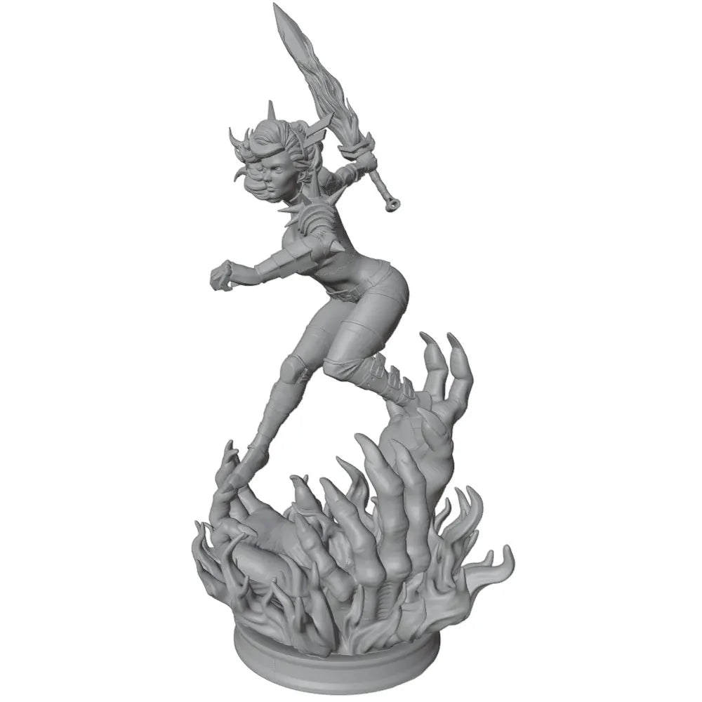 75mm Female Anime Demon Warrior, Resin Model Figure Kit, Anime Theme, Unassembled and Unpainted