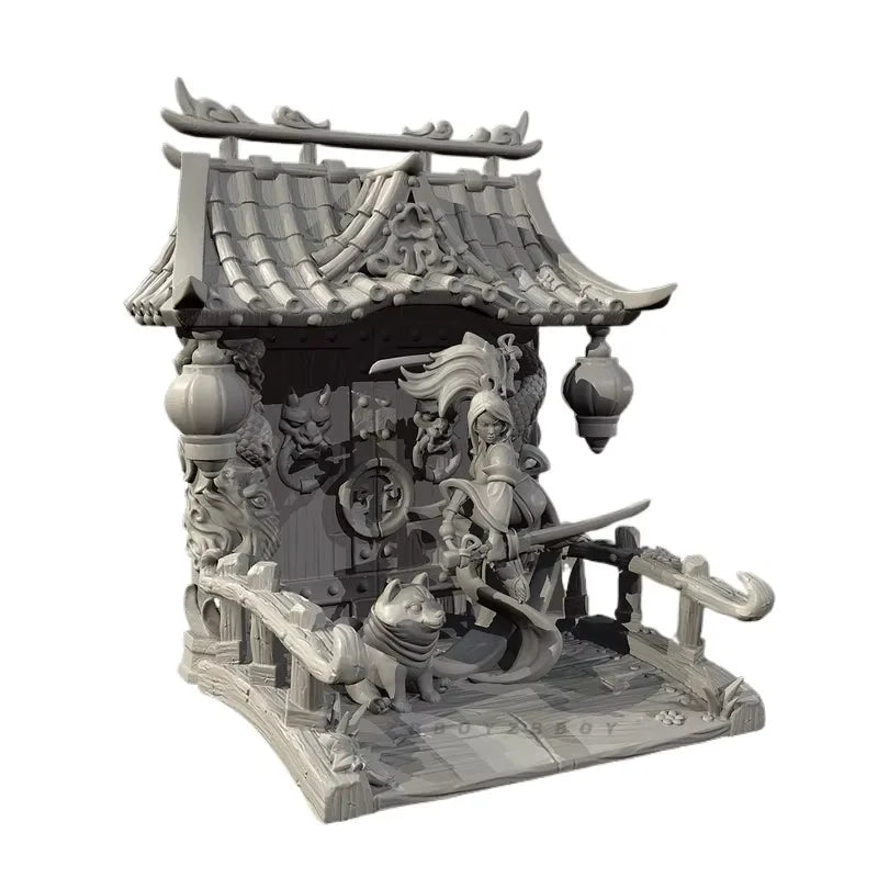 50mm Traditional Chinese Pavilion, Resin Model Diorama Kit, Historical Theme, Unassembled and Unpainted