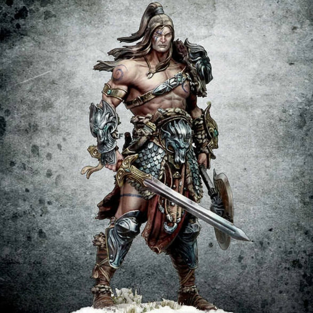 1/24 Nordic Dragon Slayer Warrior, Resin Model Figure Kit, Fantasy Theme, Unassembled and Unpainted