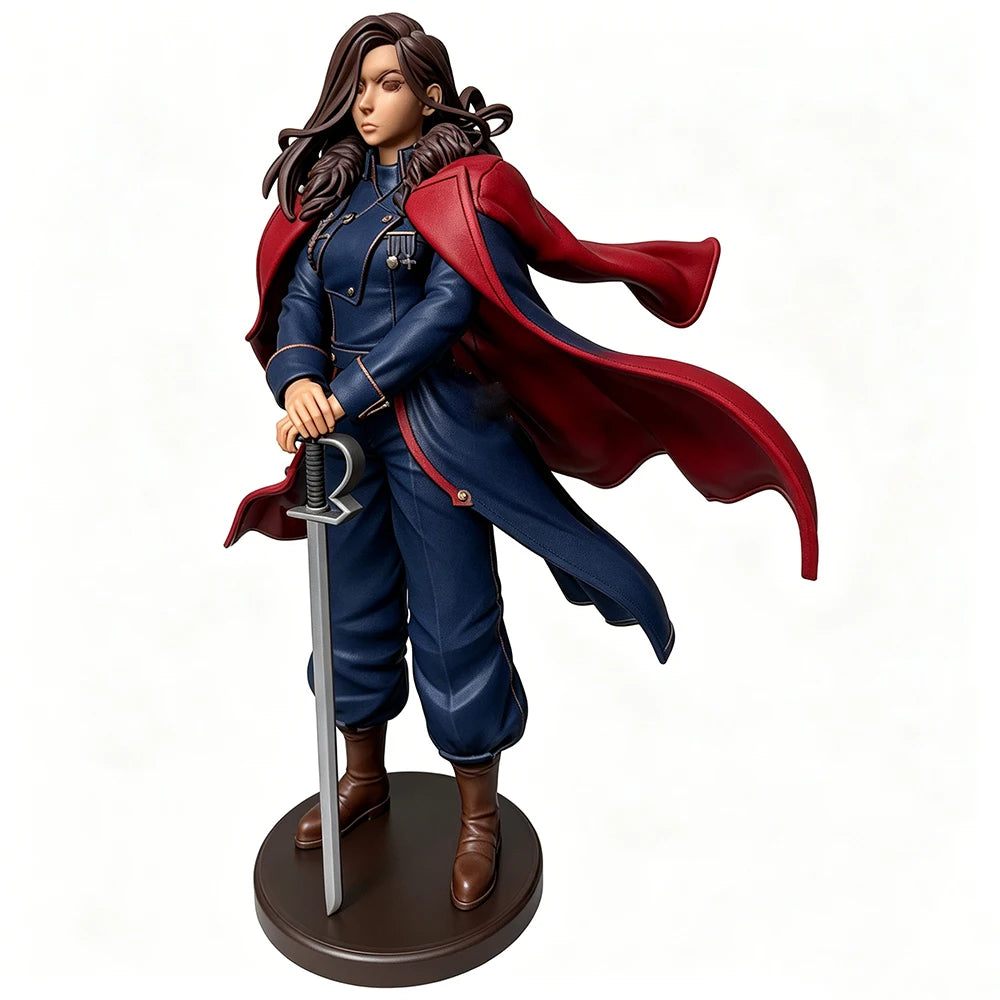 1/24 Female Warrior with Red Cape and Rifle, Resin Model Figure Kit, Anime Theme, Unassembled and Unpainted