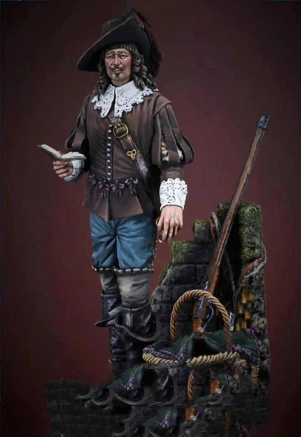 1/24 Pirate Buccaneer with Sea Creature Base, Resin Model Figure Kit, Historical Theme, Unassembled and Unpainted