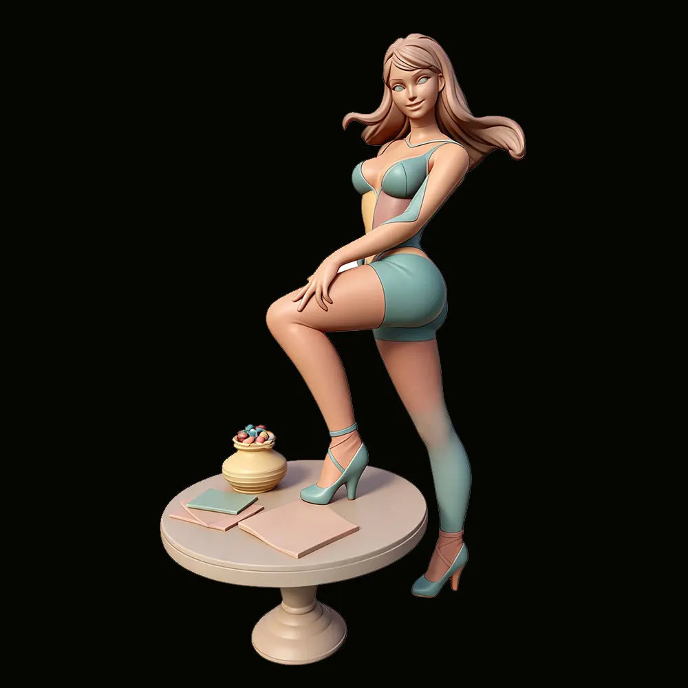1/24 Bikini Pin-up with Flowing Hair, Resin Model Figure Kit, Unassembled and Unpainted