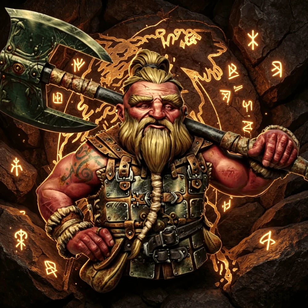 1/12 Dwarf Barbarian with Braided Beard, Resin Model Bust Kit, Fantasy Theme, Unassembled and Unpainted
