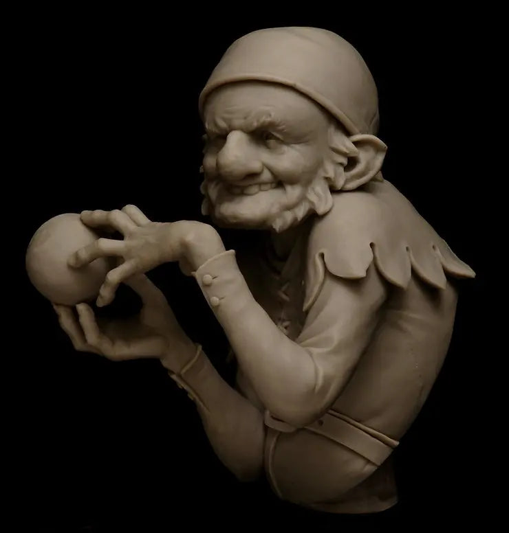 1/12 Bearded Dwarf with Turban Holding Sphere, Resin Model Bust Kit, Fantasy Theme, Unassembled and Unpainted