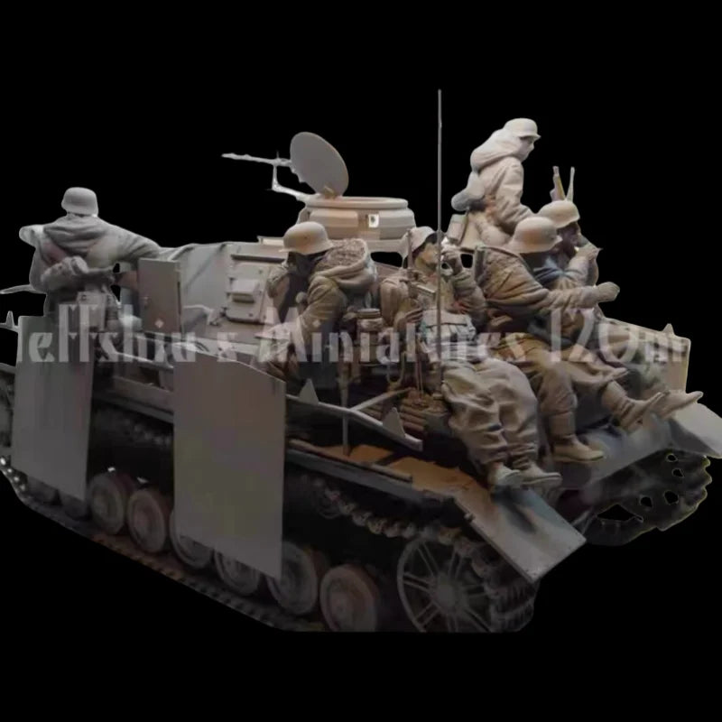 1/16 WWII Soldiers Combat Squad, 6 Figures, Resin Model Figure Kit, Unassembled and Unpainted