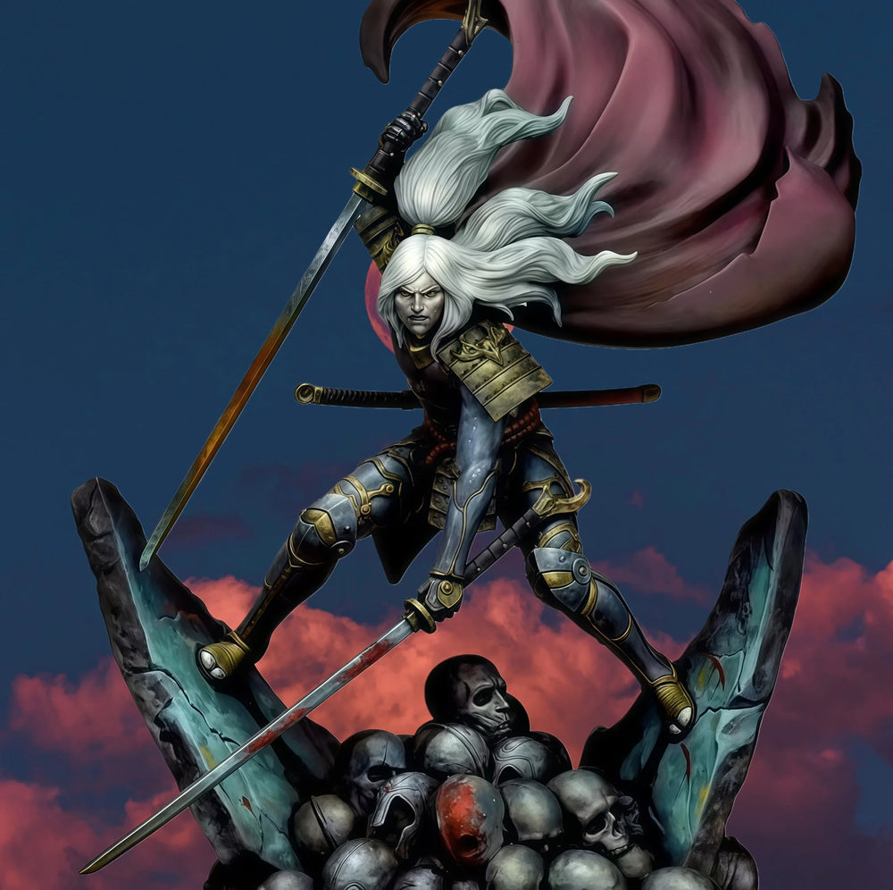 1/24 Dual-Blade Swordswoman, Resin Model Figure Kit, Fantasy Theme, Unassembled and Unpainted