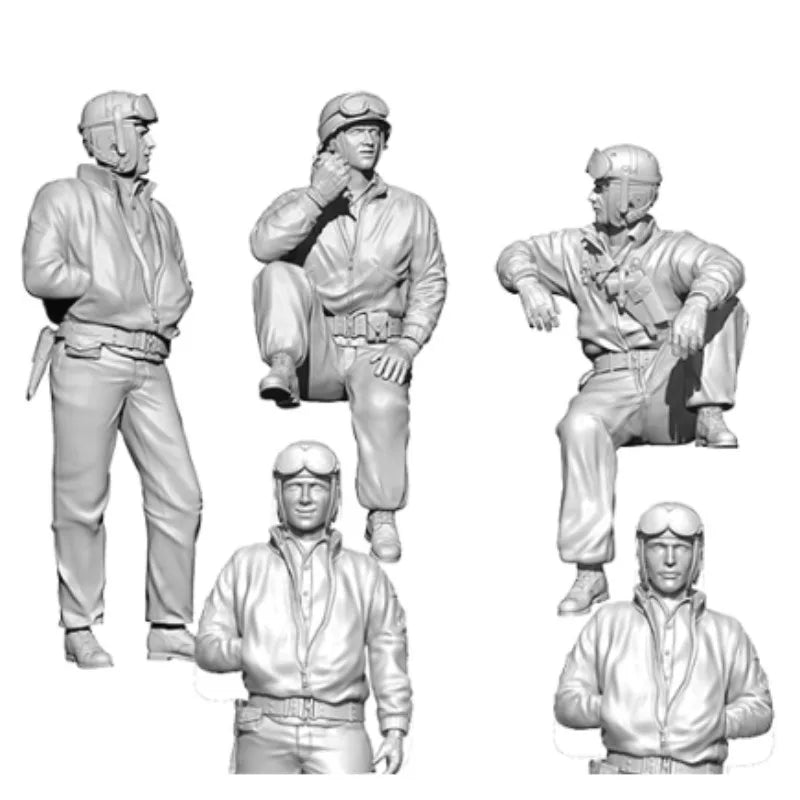 1/35 WWII US Tank Crew at Rest, 5 Figures, Resin Model Figure Kit, Unassembled and Unpainted