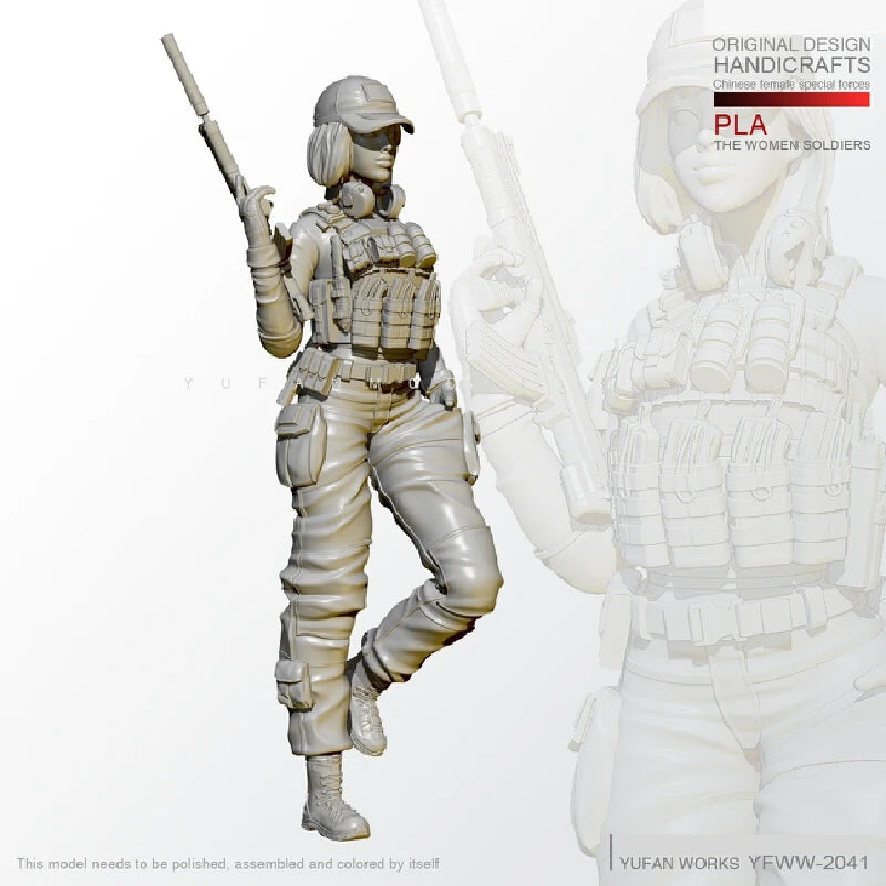 1/24 Modern PLA Female Special Forces, Resin Model Figure Kit, Unassembled and Unpainted