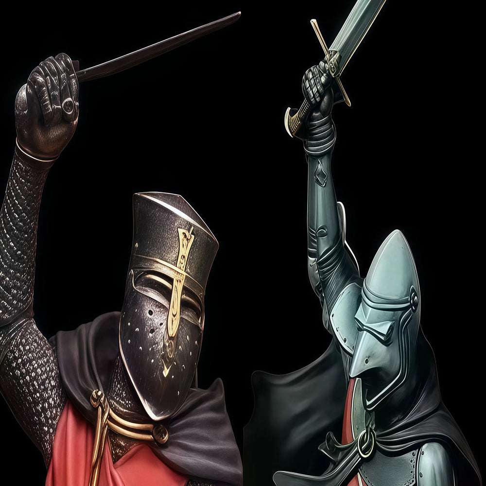 1/24 Armored Knights, 4 Figures, Resin Model Figure Kit, Fantasy Theme, Unassembled and Unpainted