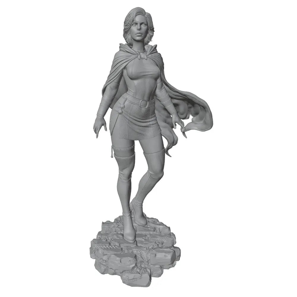 1/24 Standing Female Warrior with Flowing Cape, Resin Model Figure Kit, Fantasy Theme, Unassembled and Unpainted