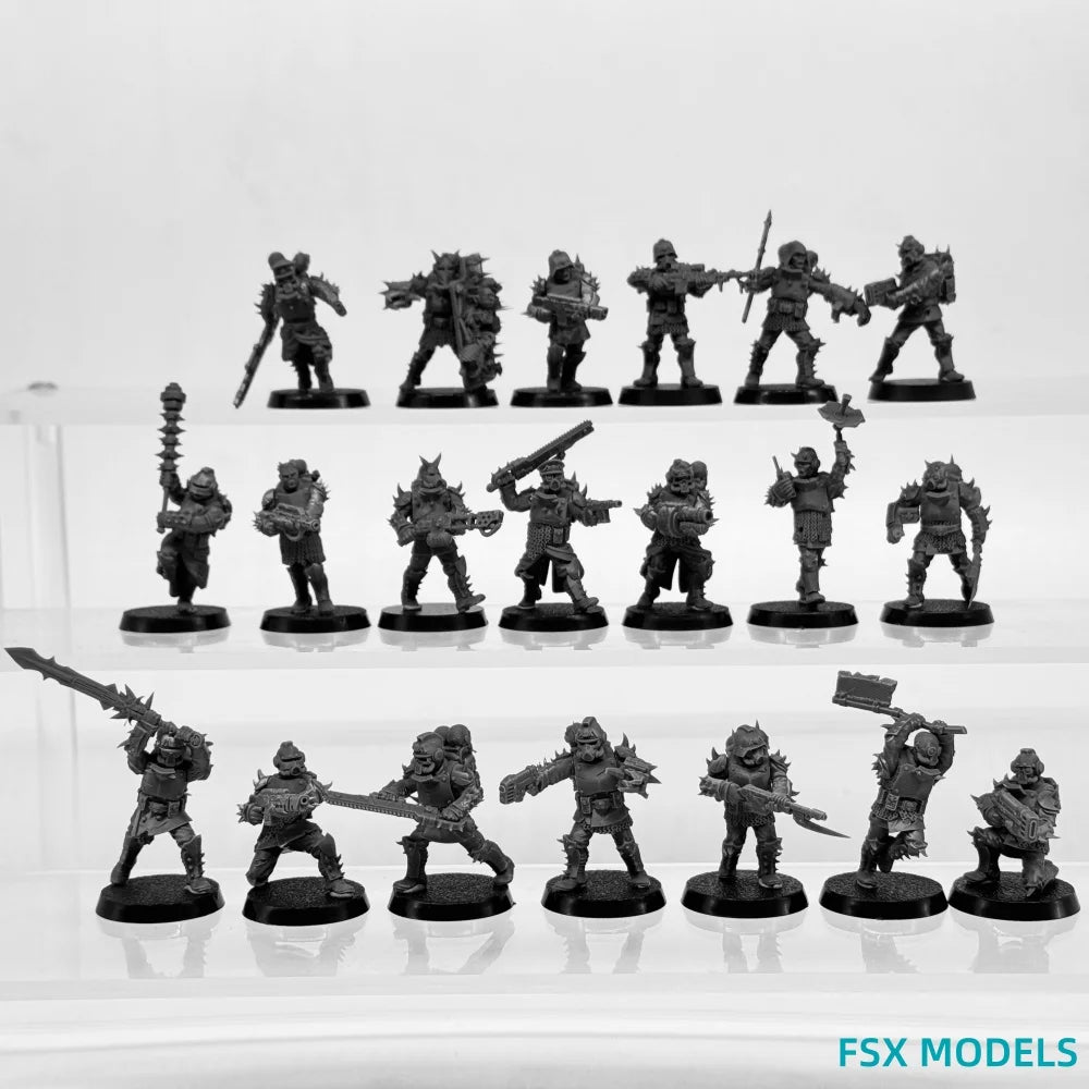 Grimdark Sci-Fi Military Infantry, 20 Figures, Resin Model Figure Kit, Sci-Fi Theme, Unassembled and Unpainted